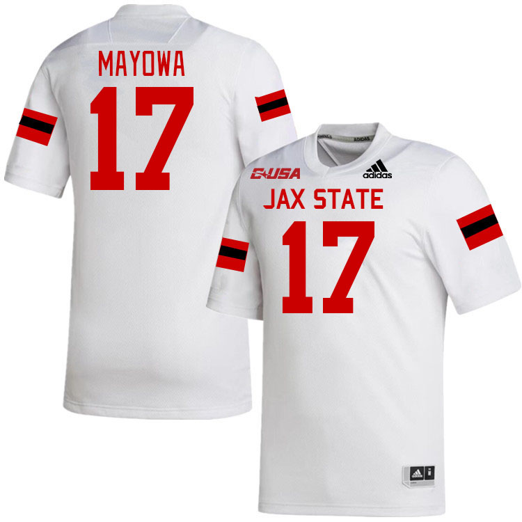 #17 Cai Mayowa Jacksonville State Gamecocks College Football Jerseys Stitched-White